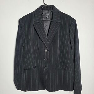 Rafaella Woman 18W Black Pinstripe Blazer 2 Way Stretch Career Work‎